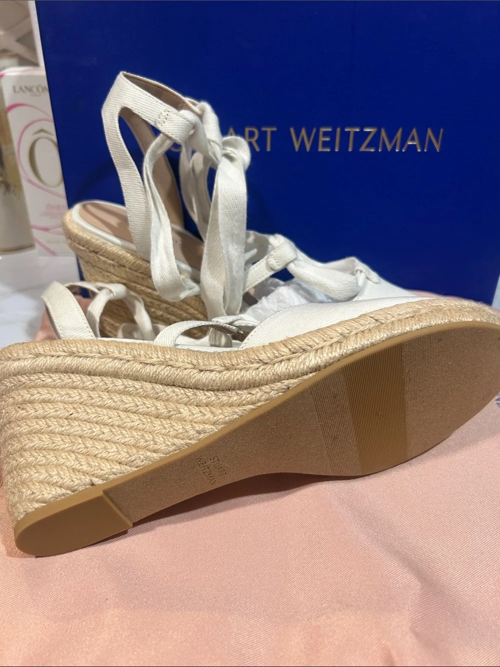 Stuart Weitzman white Espadrille Lace-Up Wedge Sandals - Picture 6 of 8